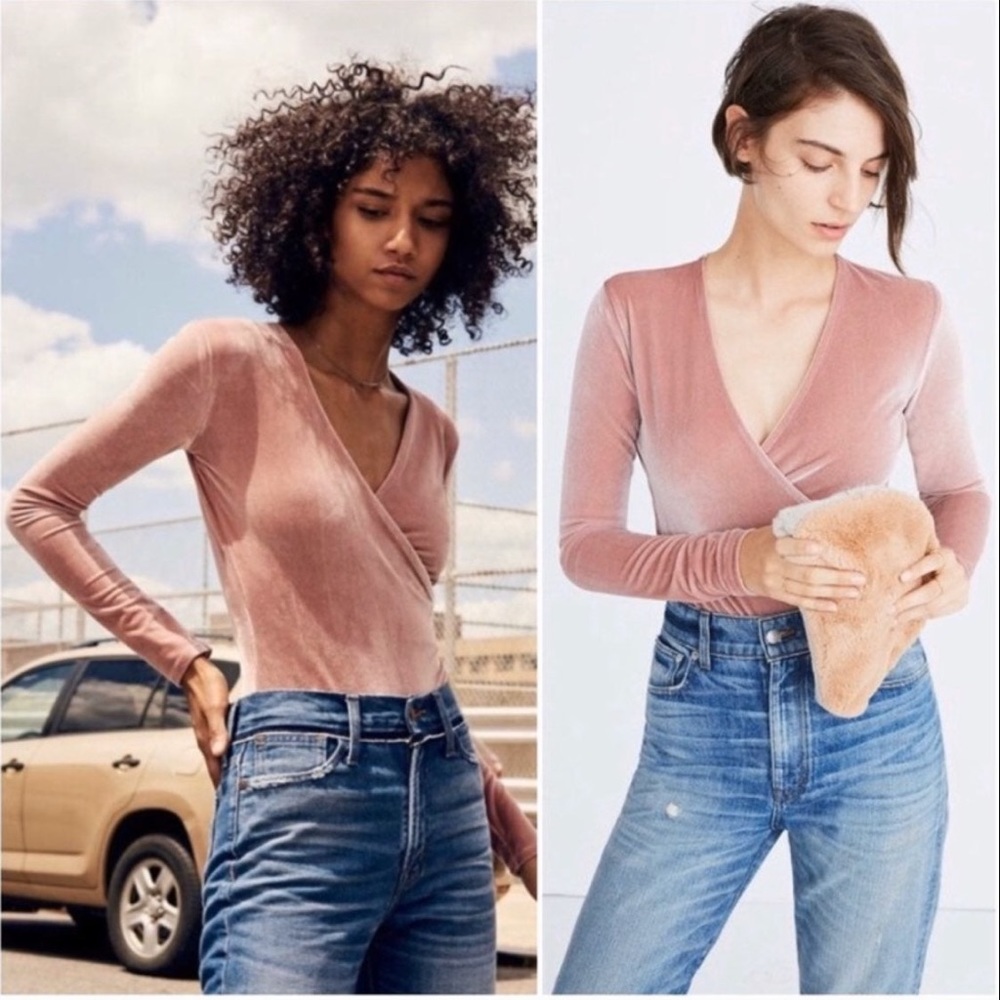 Madewell blush velvet bodysuit